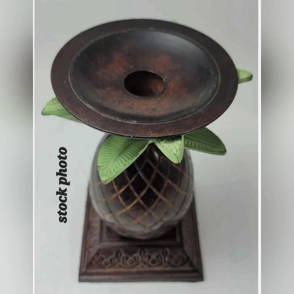 Brass Pineapple Tommy Bahama Style Heavy Candle Holder 7